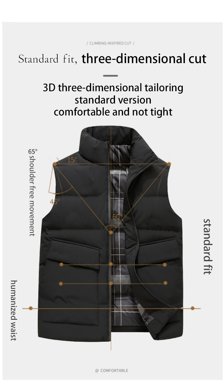 Custom Logo Soft 90% Duck Down Winter Sleeveless Jacket Men Puffer Vest