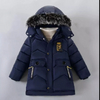 Wholesale Boys Down Parka Hooded Winter Coat Mid-length thick plus fleece large fur collar baby puffer Quilted jacket